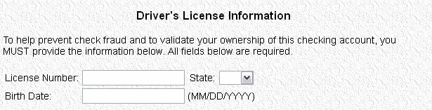 Collect Drivers License Data via Online Checks