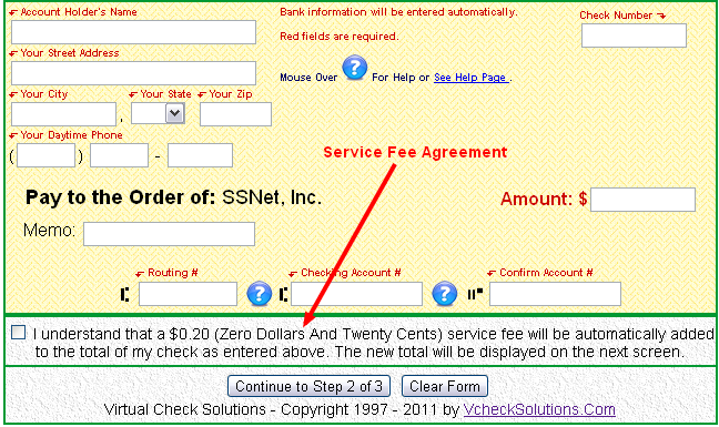 Add A Service Fee To Online Checks